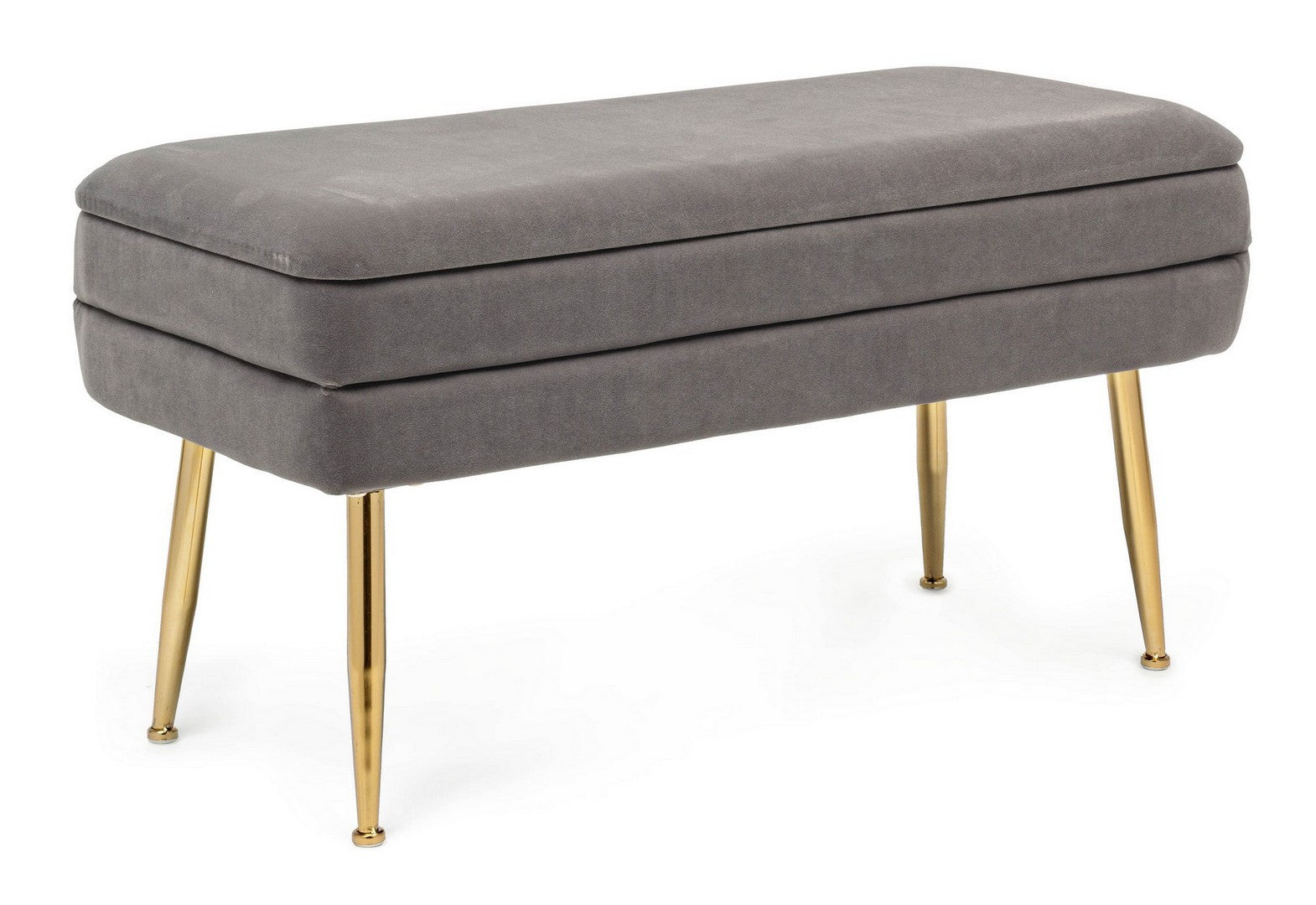 Bancă Depozitare Tapițată Catifea Gri, Pavlina Bizzotto - Imagine 1