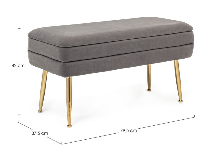 Bancă Depozitare Tapițată Catifea Gri, Pavlina Bizzotto - Imagine 2