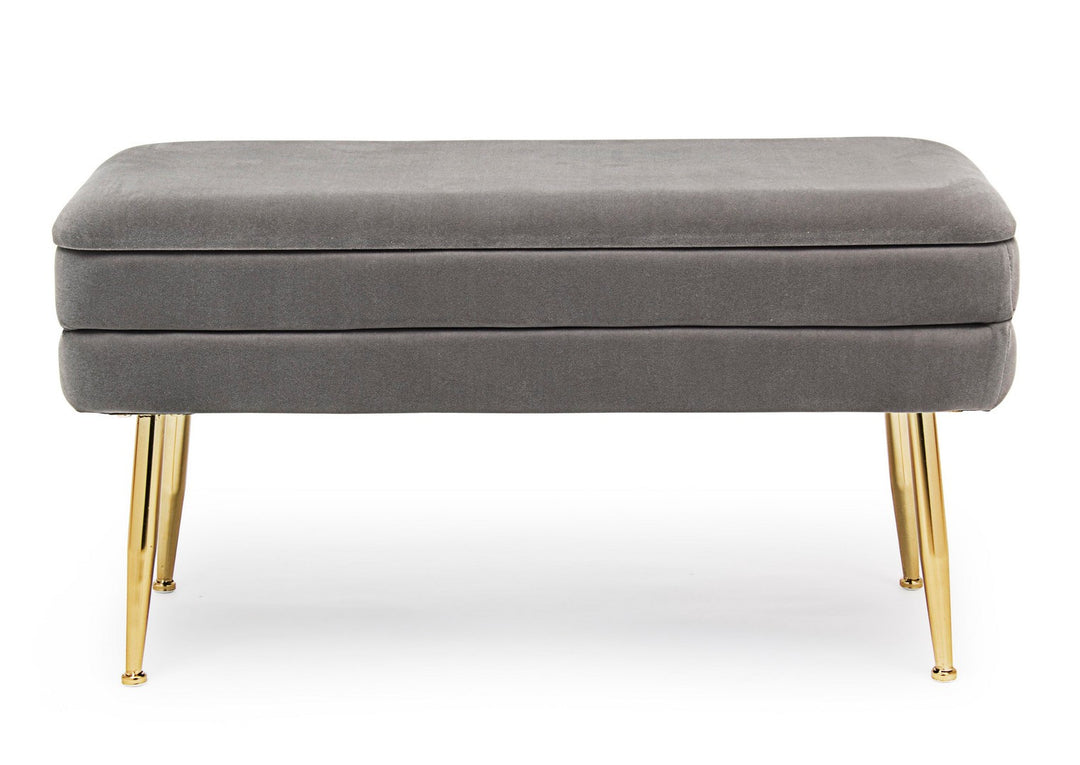 Bancă Depozitare Tapițată Catifea Gri, Pavlina Bizzotto - Imagine 3