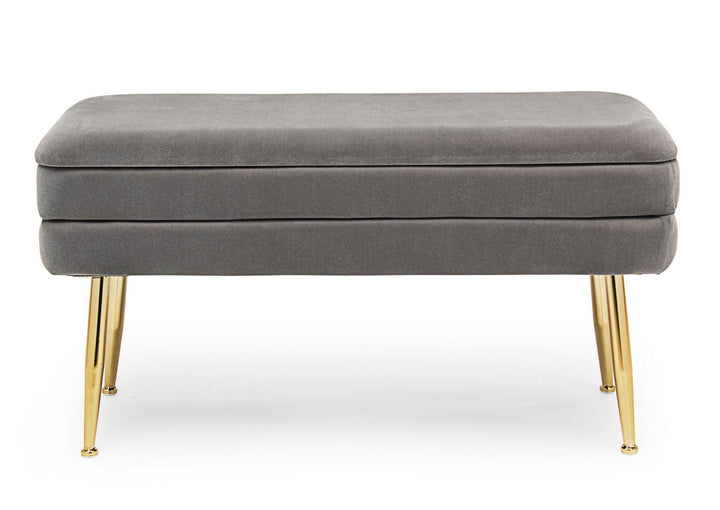 Bancă Depozitare Tapițată Catifea Gri, Pavlina Bizzotto - Imagine 3