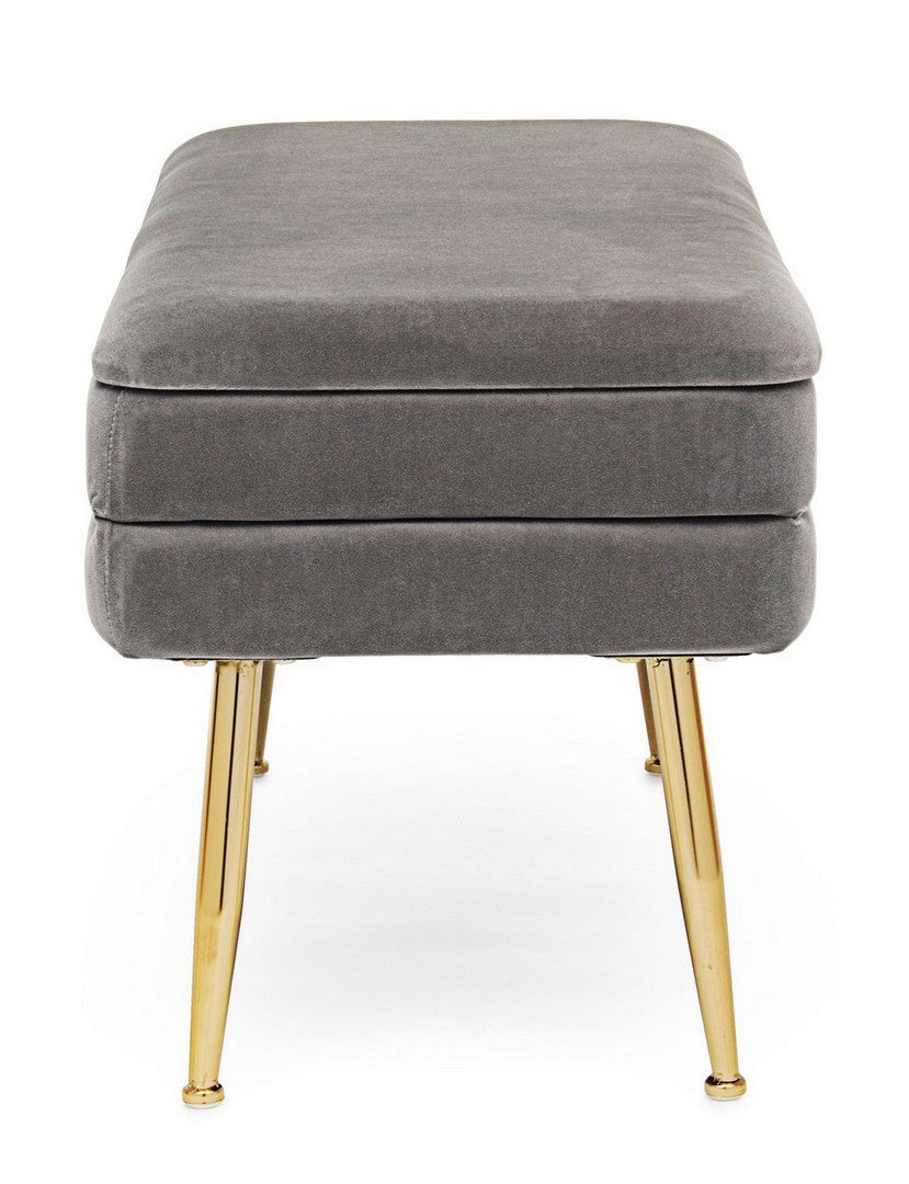 Bancă Depozitare Tapițată Catifea Gri, Pavlina Bizzotto - Imagine 4