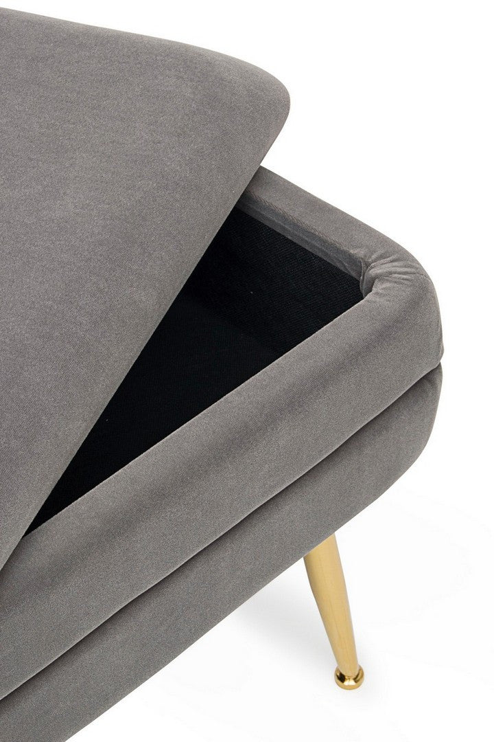 Bancă Depozitare Tapițată Catifea Gri, Pavlina Bizzotto - Imagine 5