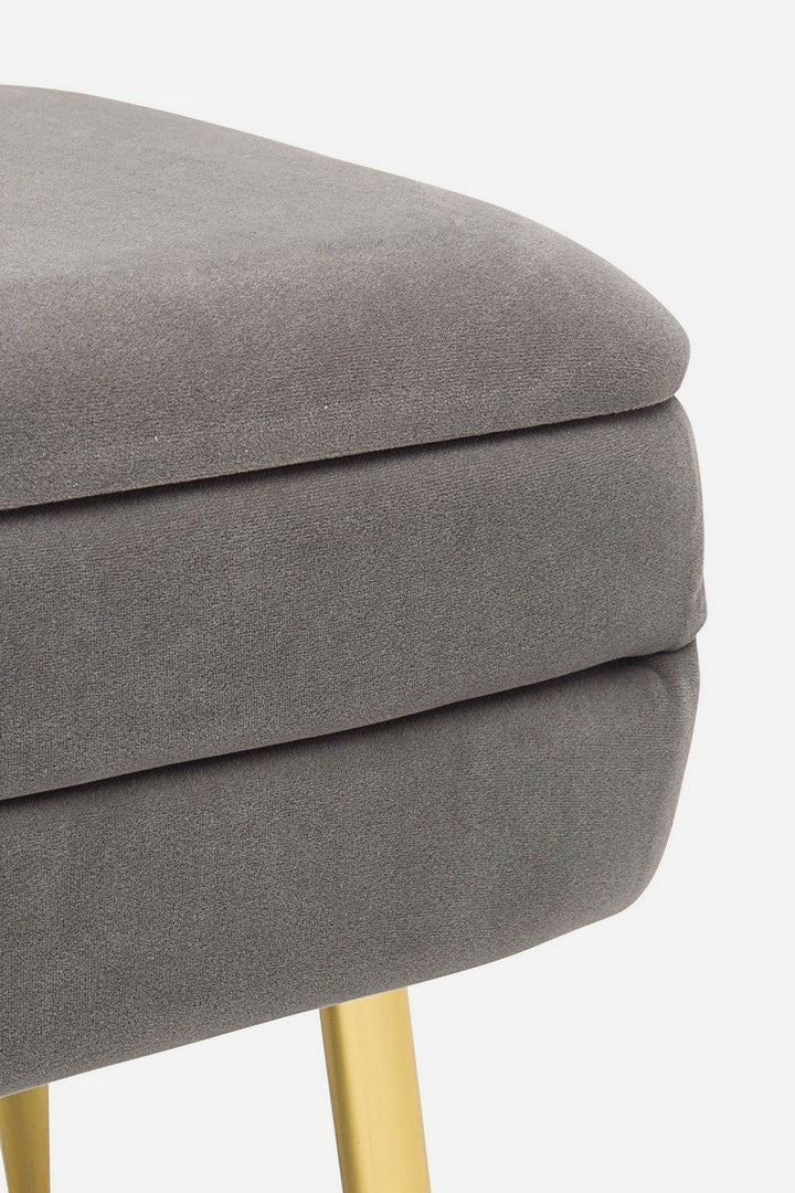 Bancă Depozitare Tapițată Catifea Gri, Pavlina Bizzotto - Imagine 6