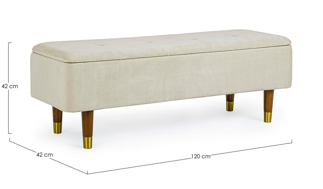 Bancă Tapițată Catifea Bej Cu Depozitare, Kira Natural Bizzotto - Imagine 2