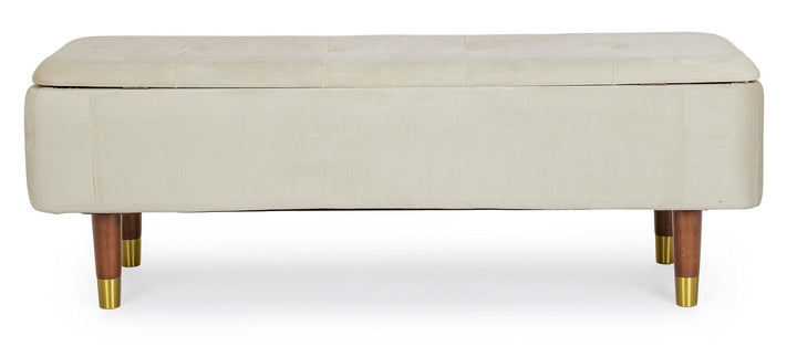 Bancă Tapițată Catifea Bej Cu Depozitare, Kira Natural Bizzotto - Imagine 4