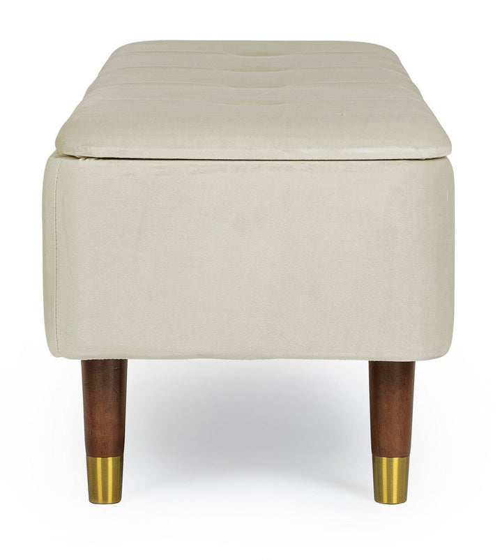 Bancă Tapițată Catifea Bej Cu Depozitare, Kira Natural Bizzotto - Imagine 5