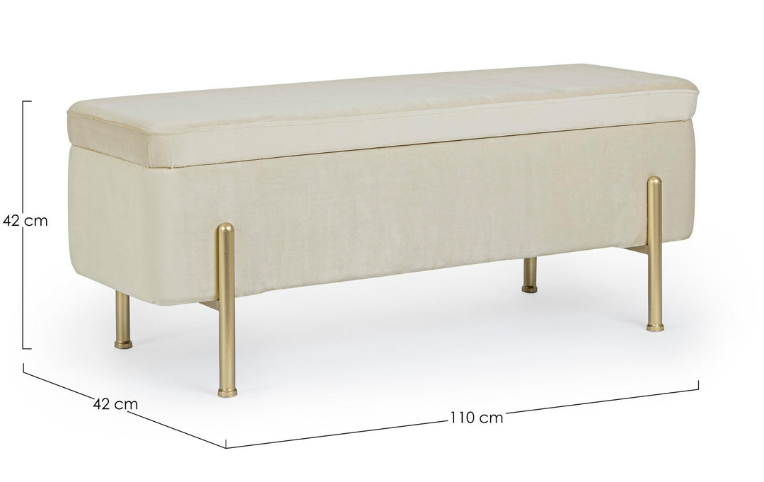 Bancă Tapițată Catifea Bej Cu Depozitare, Irina Natural Bizzotto - Imagine 2