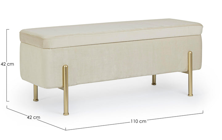 Bancă Tapițată Catifea Bej Cu Depozitare, Irina Natural Bizzotto - Imagine 2