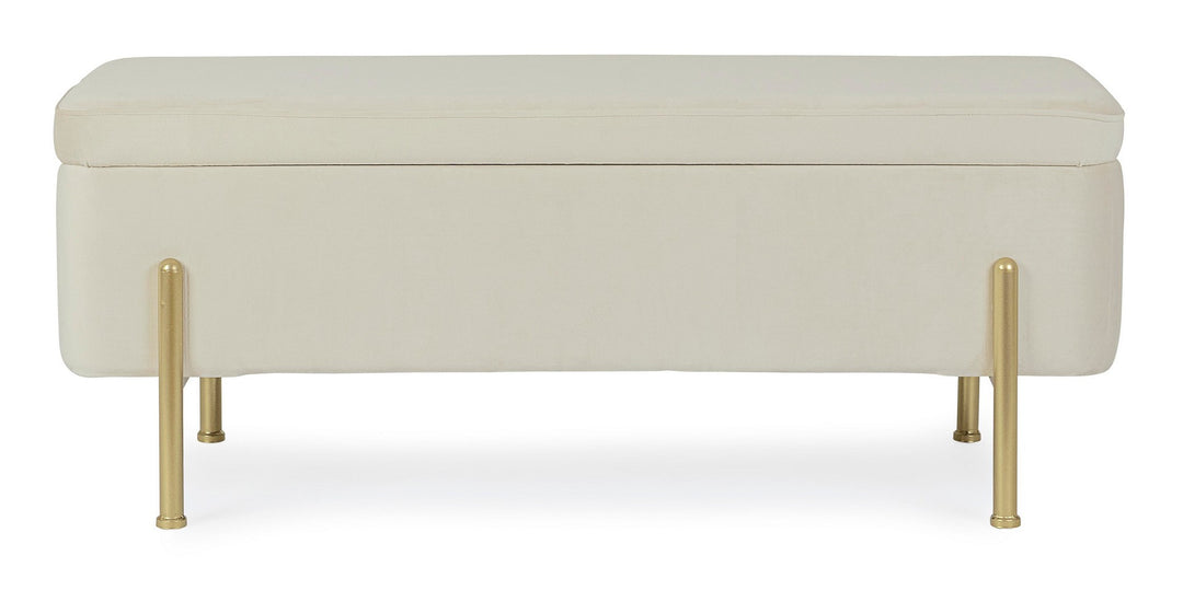 Bancă Tapițată Catifea Bej Cu Depozitare, Irina Natural Bizzotto - Imagine 3