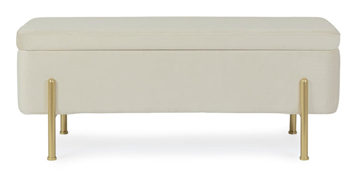 Bancă Tapițată Catifea Bej Cu Depozitare, Irina Natural Bizzotto - Imagine 3