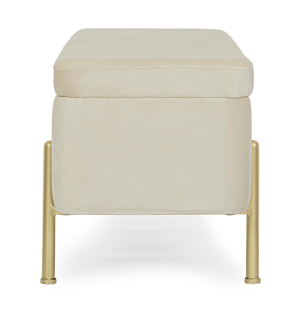 Bancă Tapițată Catifea Bej Cu Depozitare, Irina Natural Bizzotto - Imagine 5