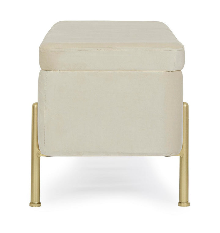 Bancă Tapițată Catifea Bej Cu Depozitare, Irina Natural Bizzotto - Imagine 5