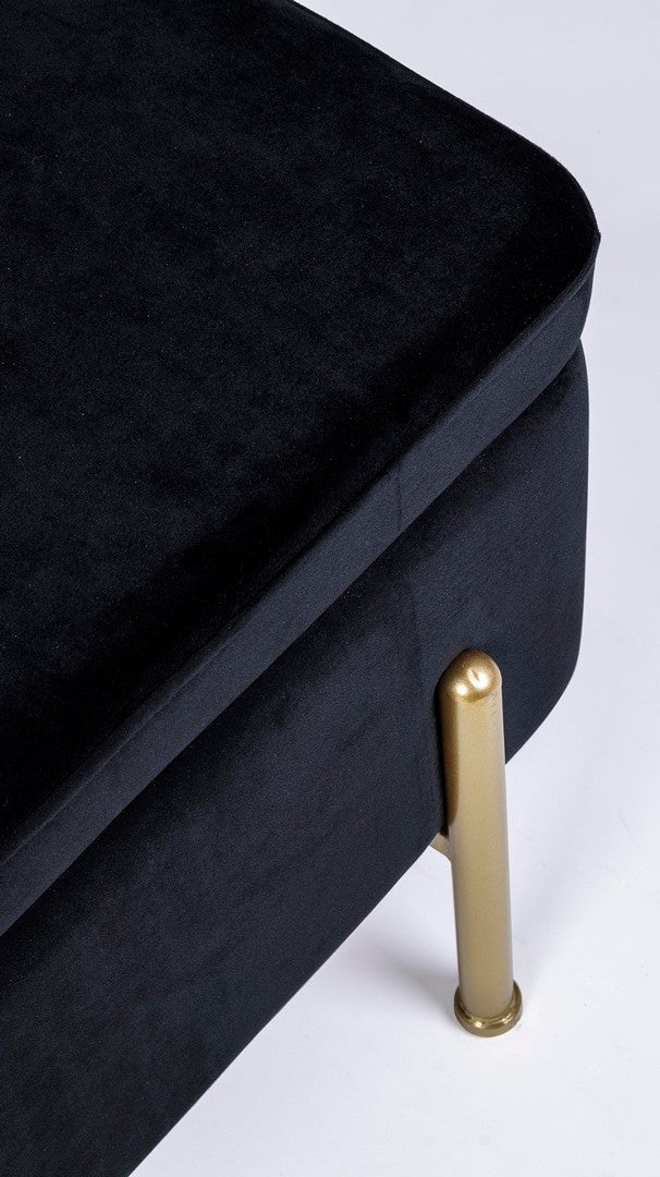 Bancă Tapițată Catifea Neagră Cu Depozitare, Irina Black Bizzotto - Imagine 6