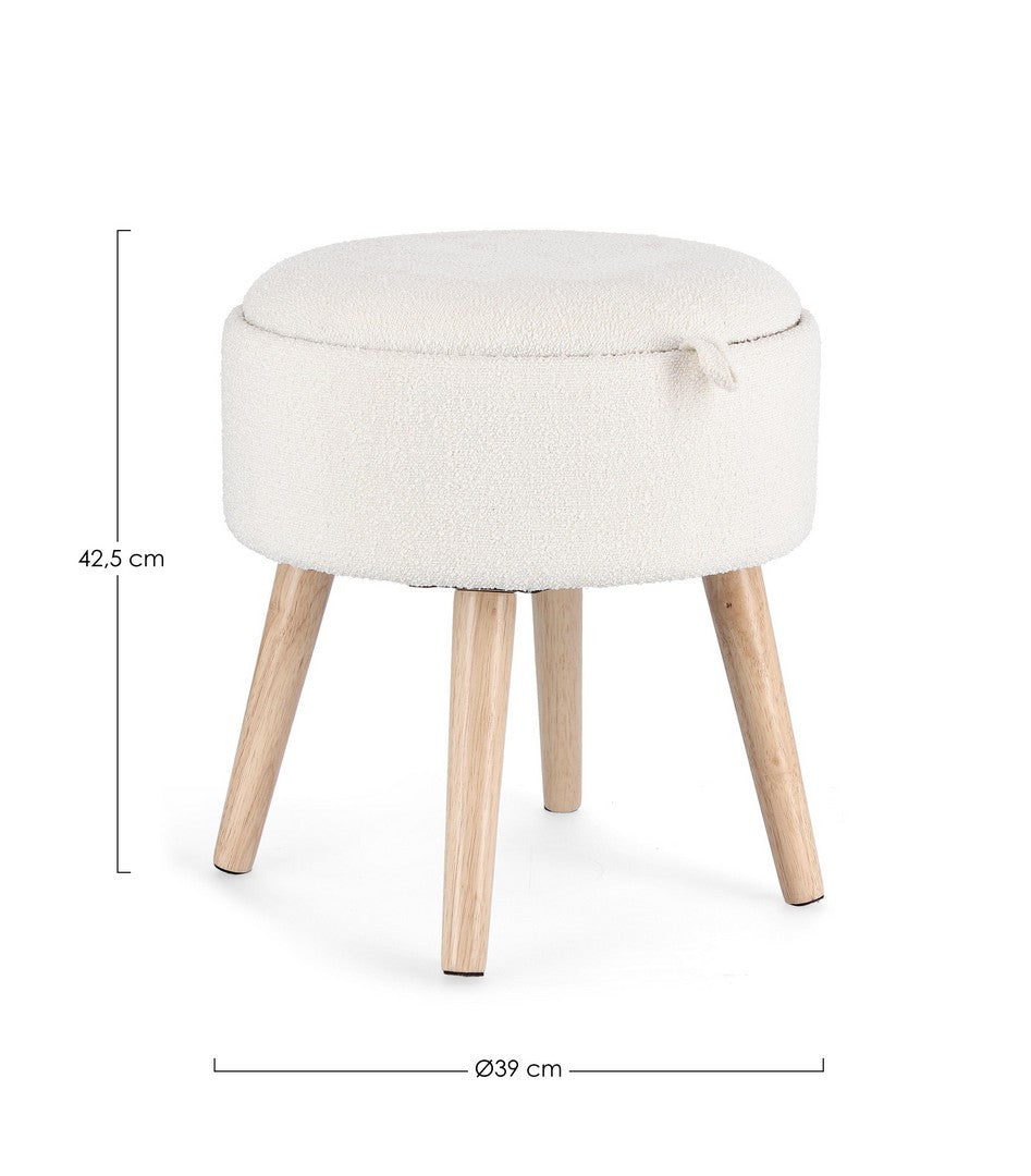 Taburet Depozitare Tapițat Bouclé Alb, Zoya Bizzotto - Imagine 2