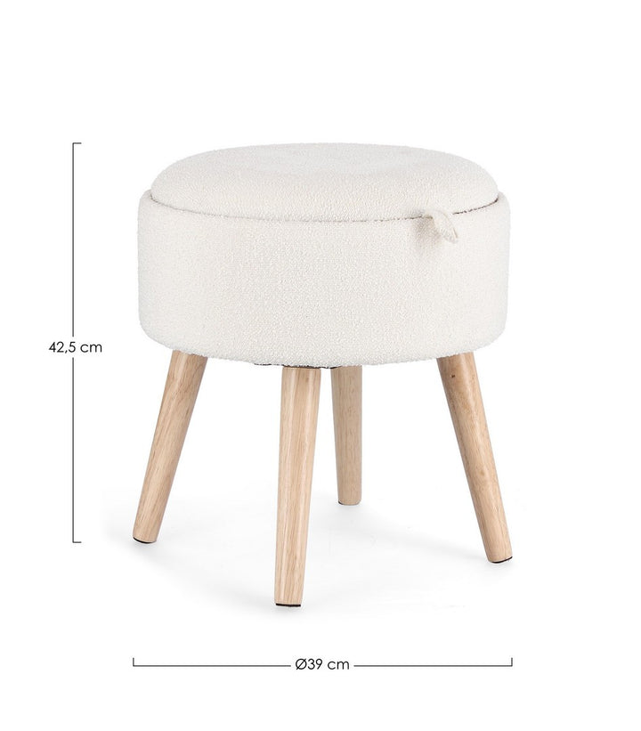 Taburet Depozitare Tapițat Bouclé Alb, Zoya Bizzotto - Imagine 2