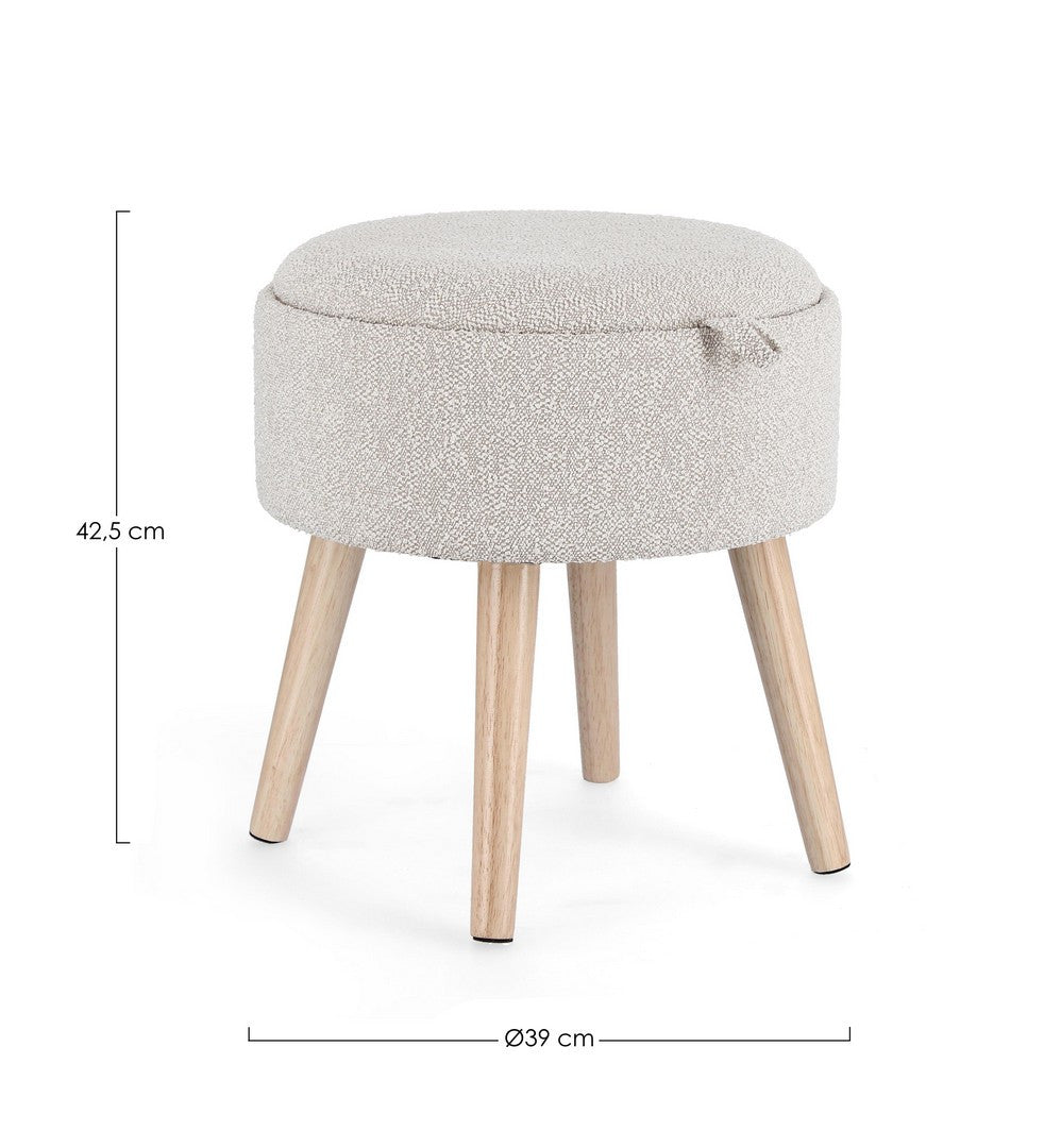 Taburet Depozitare Tapițat Bouclé Gri, Zoya Bizzotto - Imagine 2