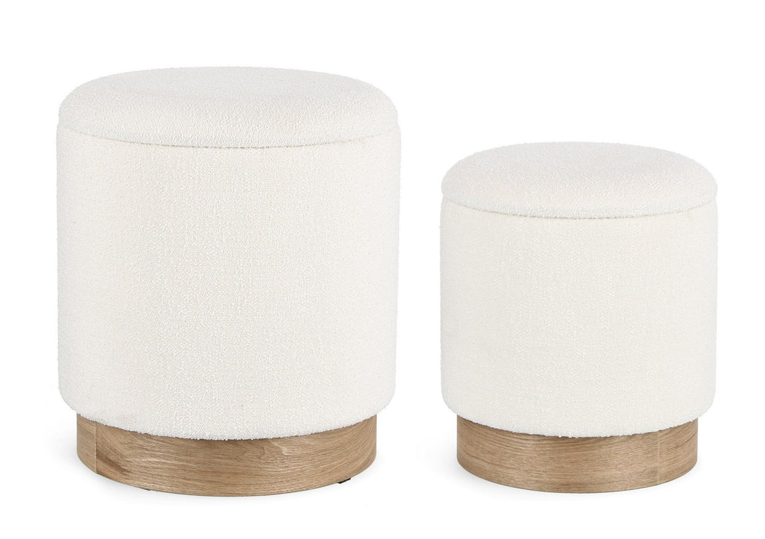 Set Pouf Depozitare Tapițat Bouclé Alb, Zoya Bizzotto - Imagine 1