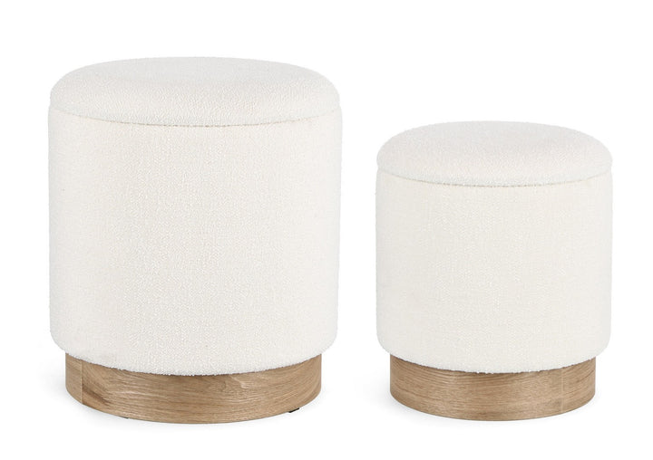 Set Pouf Depozitare Tapițat Bouclé Alb, Zoya Bizzotto - Imagine 1