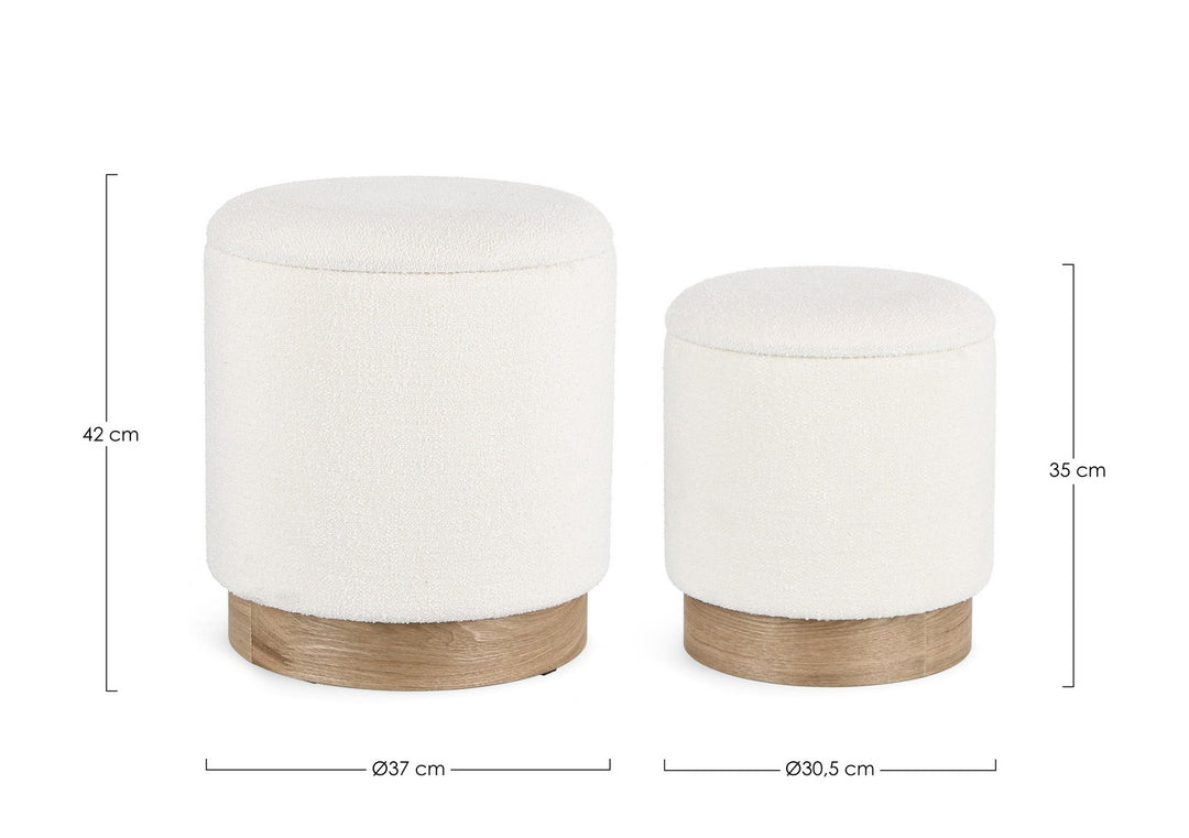 Set Pouf Depozitare Tapițat Bouclé Alb, Zoya Bizzotto - Imagine 2
