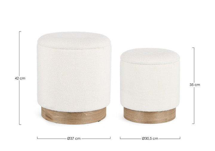 Set Pouf Depozitare Tapițat Bouclé Alb, Zoya Bizzotto - Imagine 2