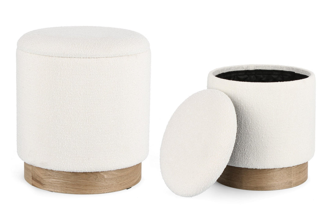 Set Pouf Depozitare Tapițat Bouclé Alb, Zoya Bizzotto - Imagine 4