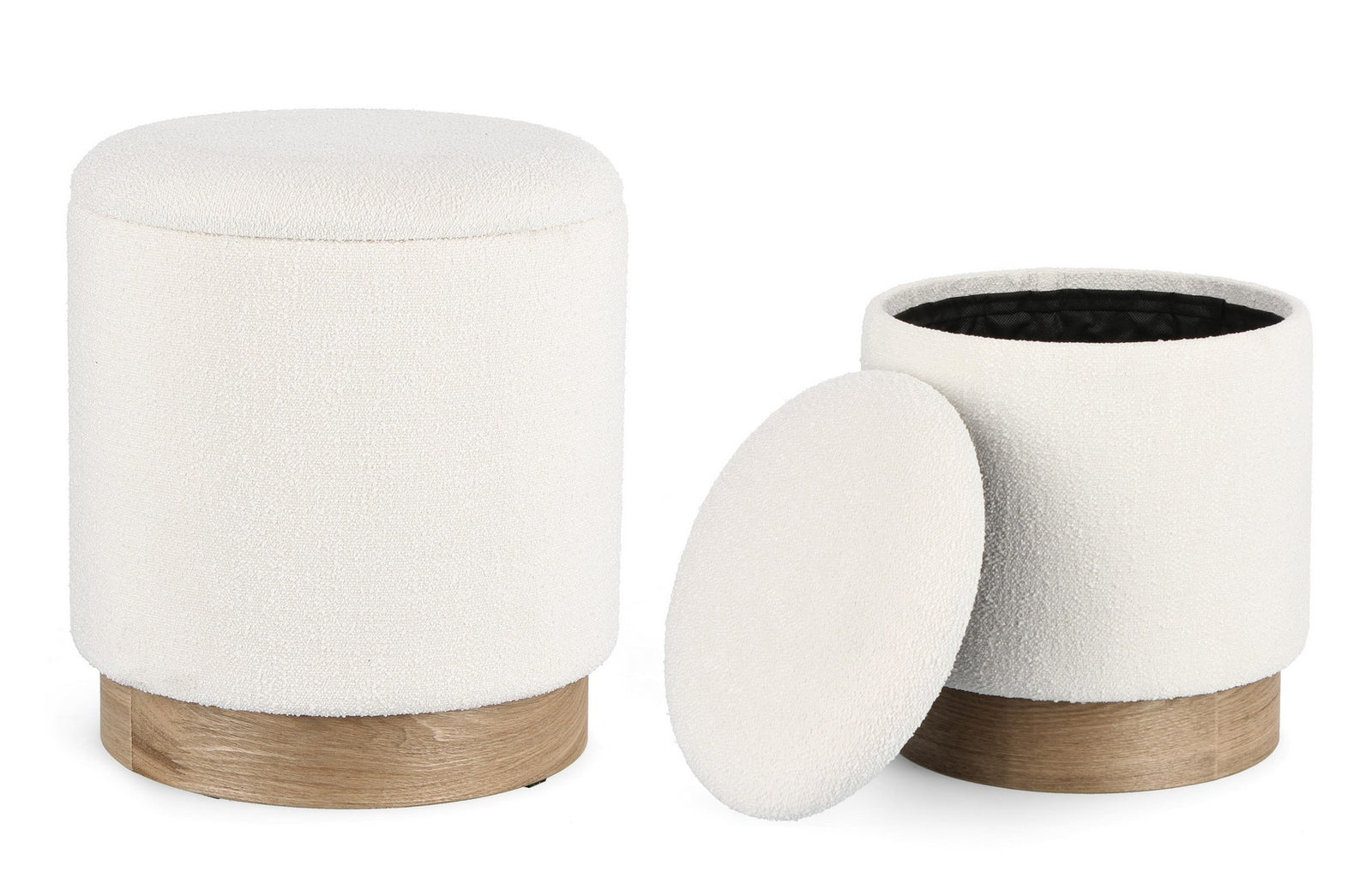 Set Pouf Depozitare Tapițat Bouclé Alb, Zoya Bizzotto - Imagine 4