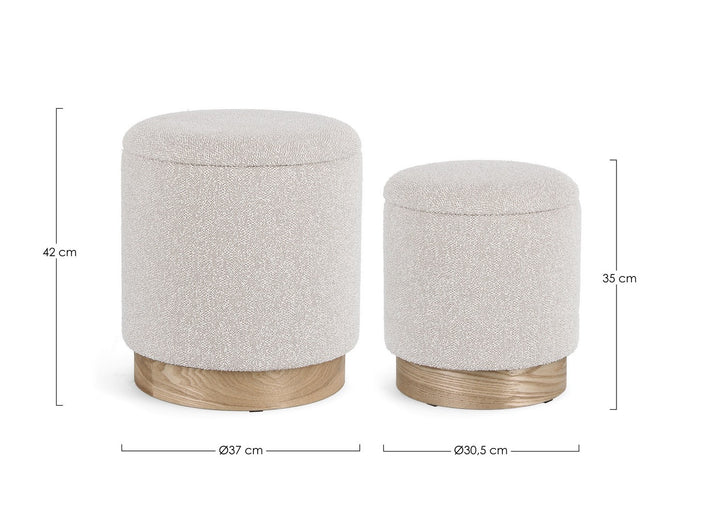 Set Pouf Depozitare Gri Deschis, Zoya Bizzotto - Imagine 2
