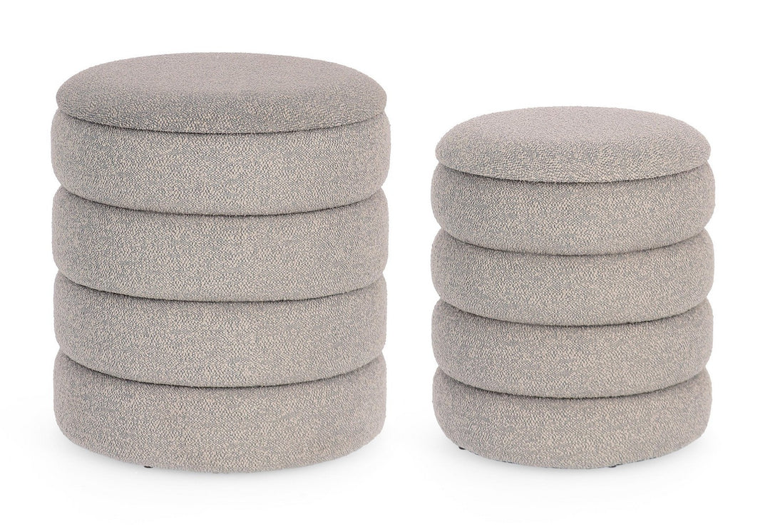 Set Pouf Depozitare Bouclé Gri, Katerina Bizzotto - Imagine 1