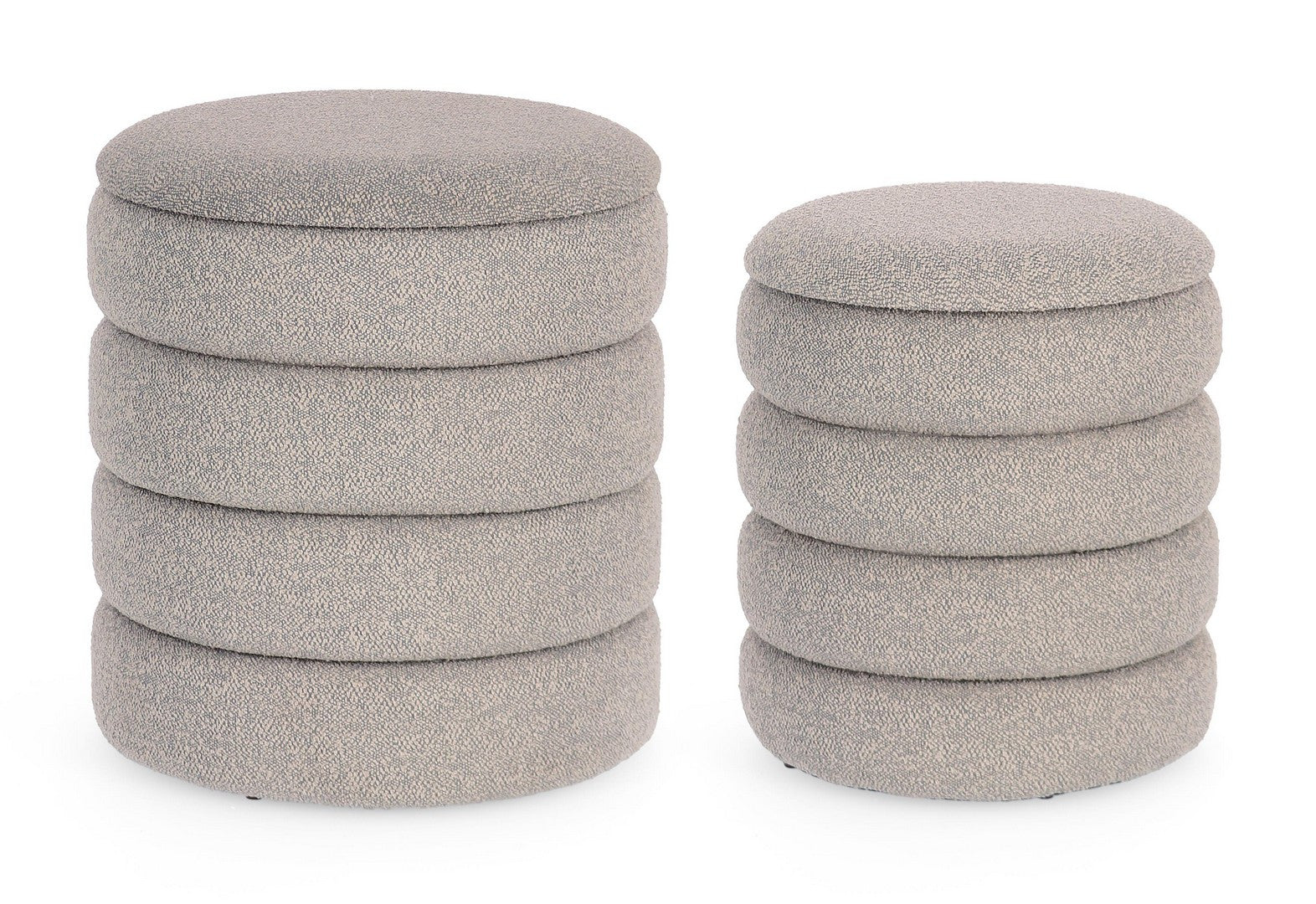 Set Pouf Depozitare Bouclé Gri, Katerina Bizzotto - Imagine 1