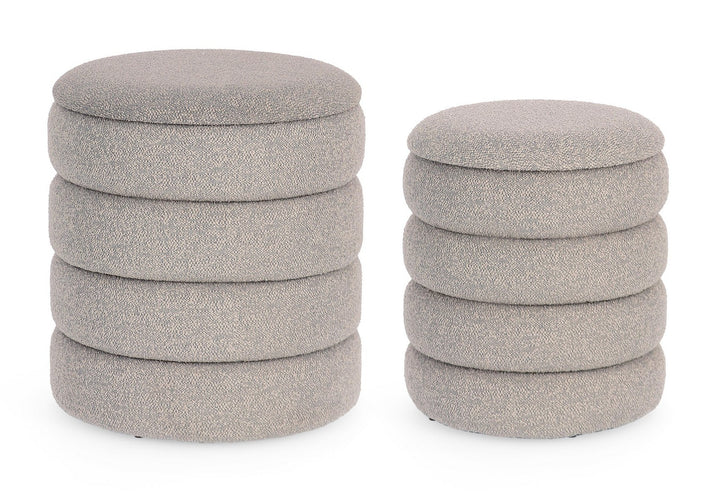 Set Pouf Depozitare Bouclé Gri, Katerina Bizzotto - Imagine 1
