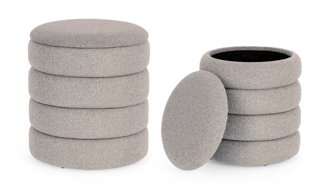 Set Pouf Depozitare Bouclé Gri, Katerina Bizzotto - Imagine 5