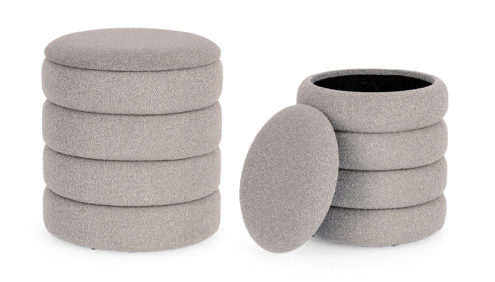Set Pouf Depozitare Bouclé Gri, Katerina Bizzotto - Imagine 5