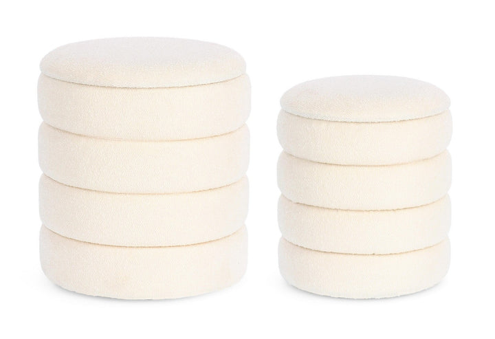 Set Pouf Depozitare Tapițat Bouclé Bej, Katerina Bizzotto - Imagine 1