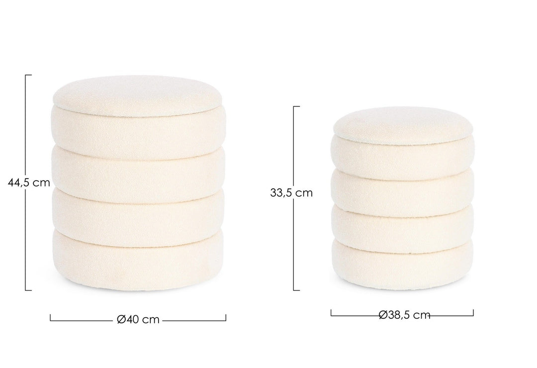 Set Pouf Depozitare Tapițat Bouclé Bej, Katerina Bizzotto - Imagine 2