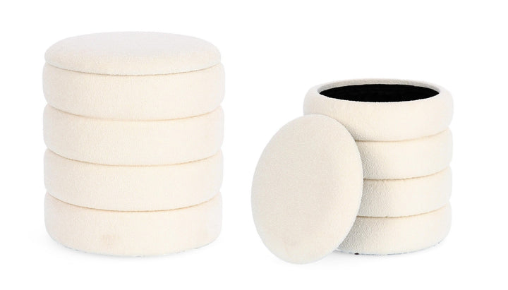 Set Pouf Depozitare Tapițat Bouclé Bej, Katerina Bizzotto - Imagine 4