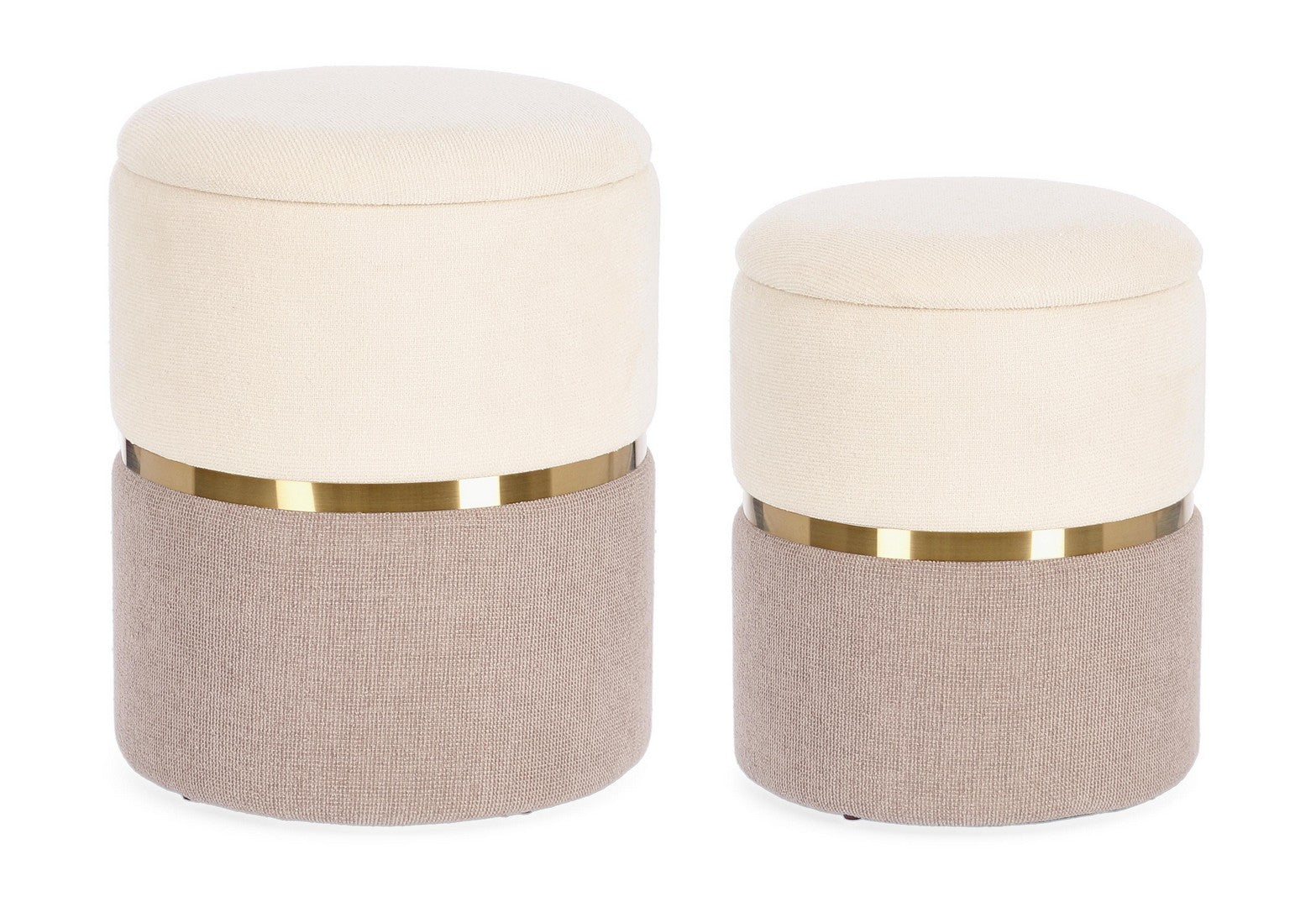 Set Pouf Depozitare Glam Tapițat Textil Bej, Radinka Bizzotto - Imagine 1
