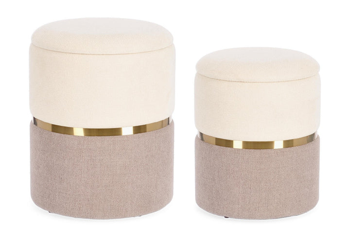 Set Pouf Depozitare Glam Tapițat Textil Bej, Radinka Bizzotto - Imagine 1