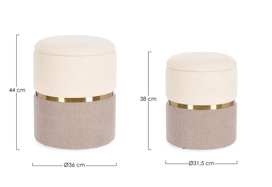Set Pouf Depozitare Glam Tapițat Textil Bej, Radinka Bizzotto - Imagine 2