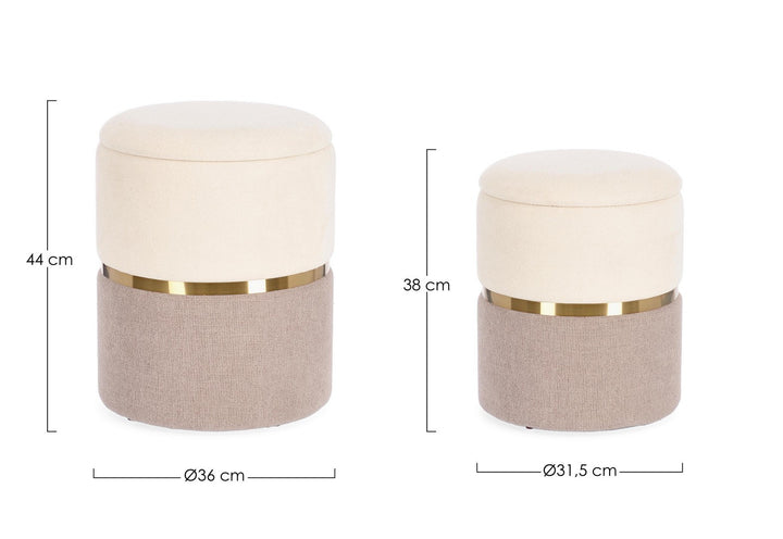 Set Pouf Depozitare Glam Tapițat Textil Bej, Radinka Bizzotto - Imagine 2