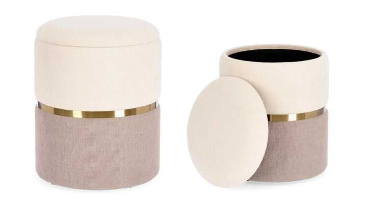 Set Pouf Depozitare Glam Tapițat Textil Bej, Radinka Bizzotto - Imagine 4