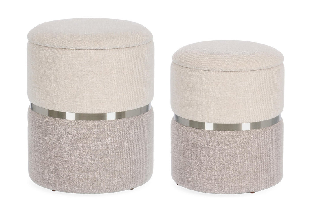 Set Pouf Depozitare Tapițat Bej, Radinka Bizzotto - Imagine 1