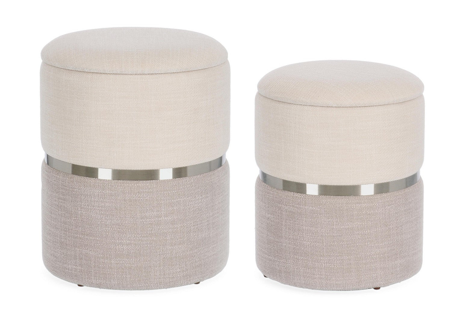 Set Pouf Depozitare Tapițat Bej, Radinka Bizzotto - Imagine 1