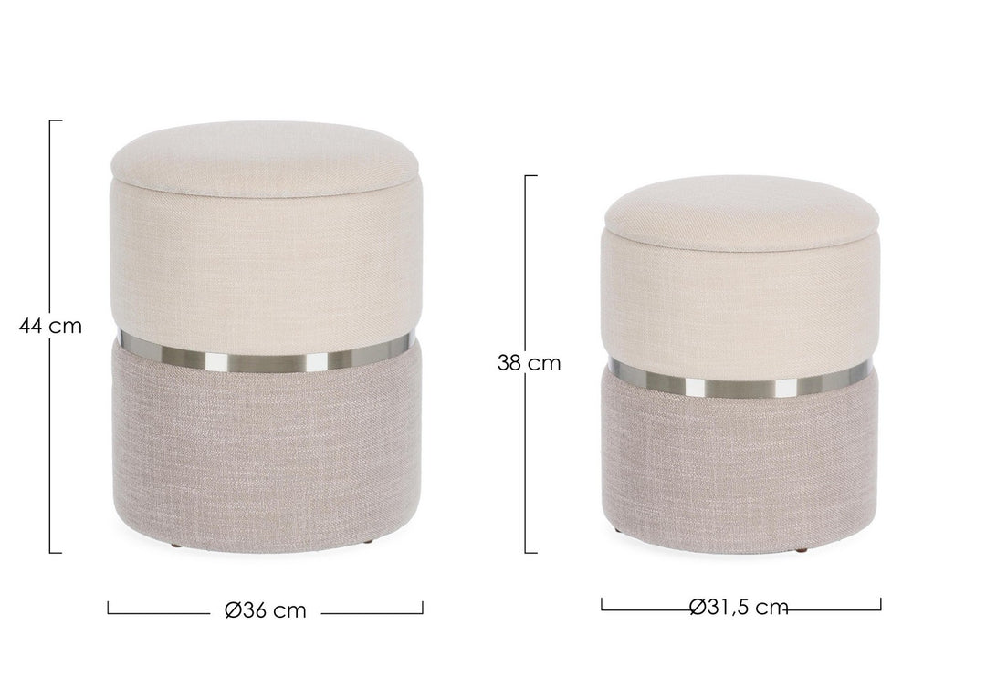 Set Pouf Depozitare Tapițat Bej, Radinka Bizzotto - Imagine 2