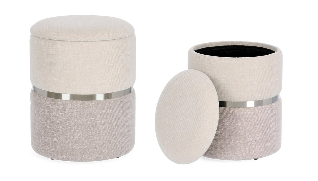Set Pouf Depozitare Tapițat Bej, Radinka Bizzotto - Imagine 4