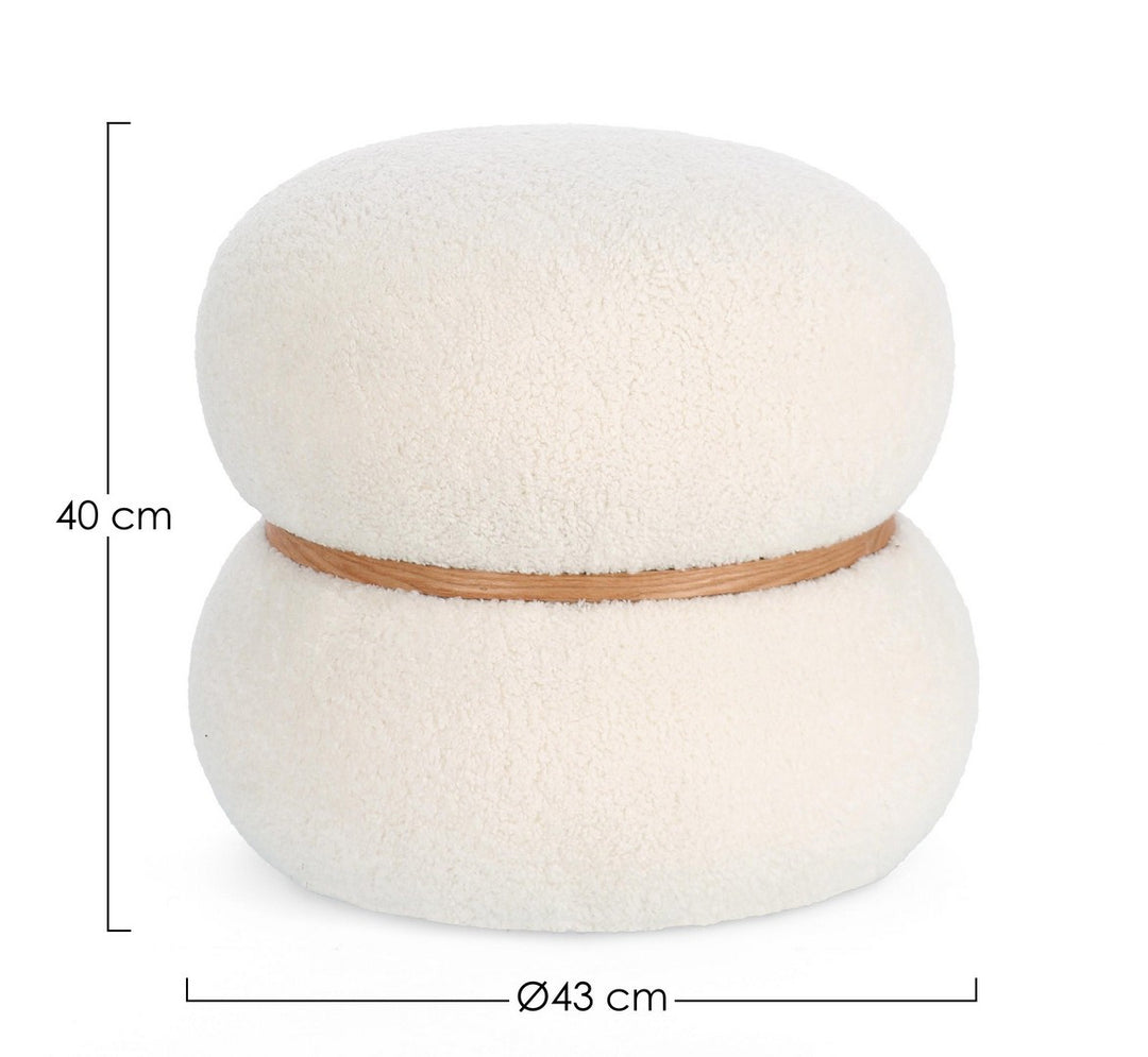 Pouf Rotund Tapițat Textil Alb, Mirka Bizzotto - Imagine 2