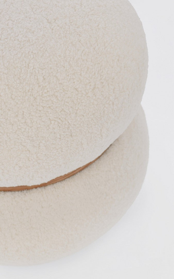 Pouf Rotund Tapițat Textil Alb, Mirka Bizzotto - Imagine 3