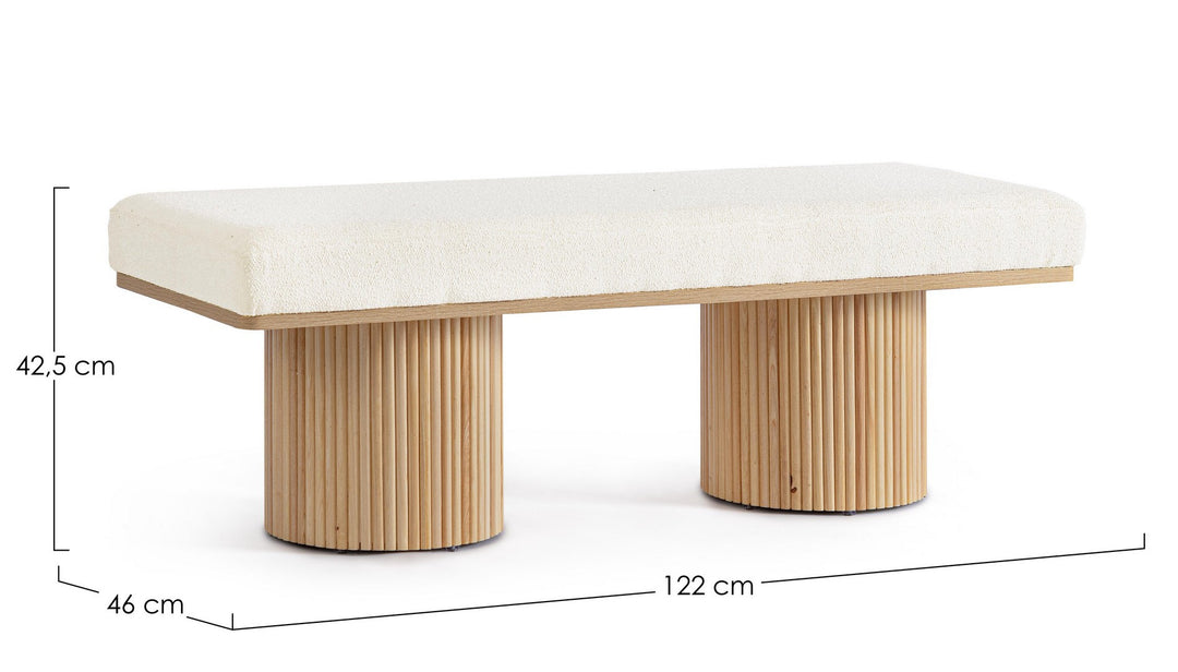 Bancă Tapițată Bouclé Albă, Floriana Bizzotto - Imagine 2