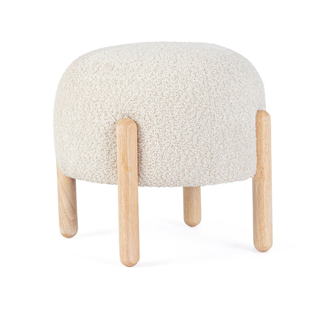 Taburet Tapițat Bouclé Bej, Dayla Natural Bizzotto - Imagine 1