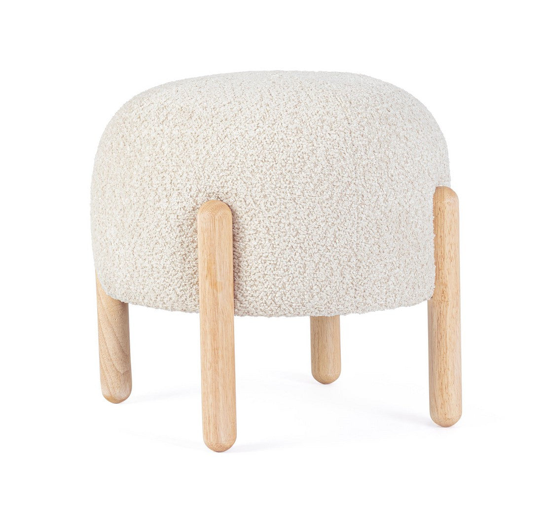Taburet Tapițat Bouclé Bej, Dayla Natural Bizzotto - Imagine 1