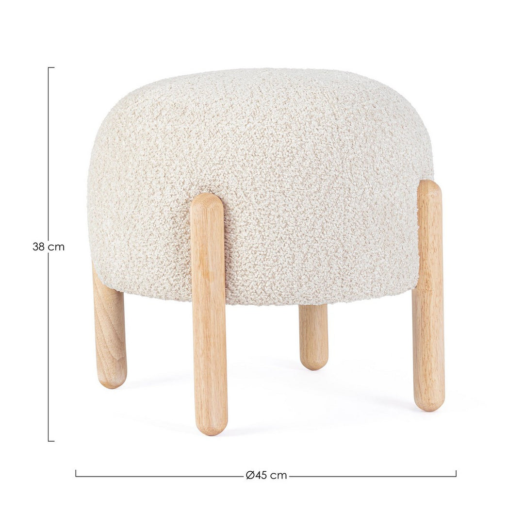 Taburet Tapițat Bouclé Bej, Dayla Natural Bizzotto - Imagine 2